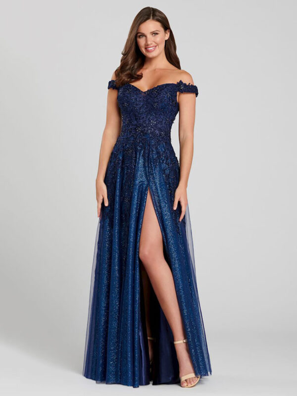 Prom Dress Blue Bateau Neck Ball Gown Sleeveless Backless Split Front Floor Length Party Dresses