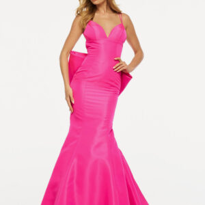 Prom Dress Mermaid V-Neck Taffeta Sweep Bows Formal Evening Dresses