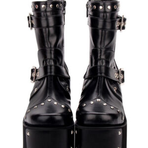 Punk Lolita Boots Rivet Metallic Buckle Platform Black Lolita Shoes