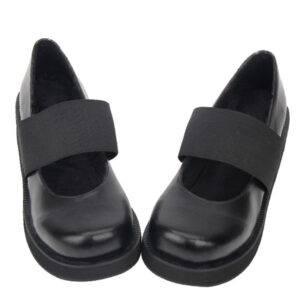 Punk Lolita Shoes Black Platform Wedge Round Toe Lolita Pumps