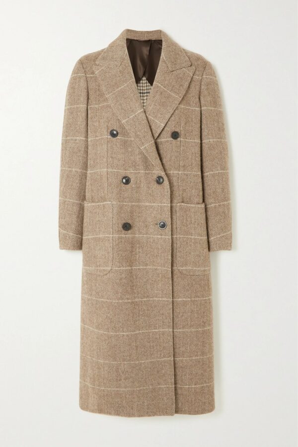 Purdey - Town And Country Double-breasted Striped Herringbone Wool Coat - Brown