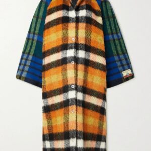 RAVE REVIEW - Waves Oversized Fringed Checked Wool Coat - Orange