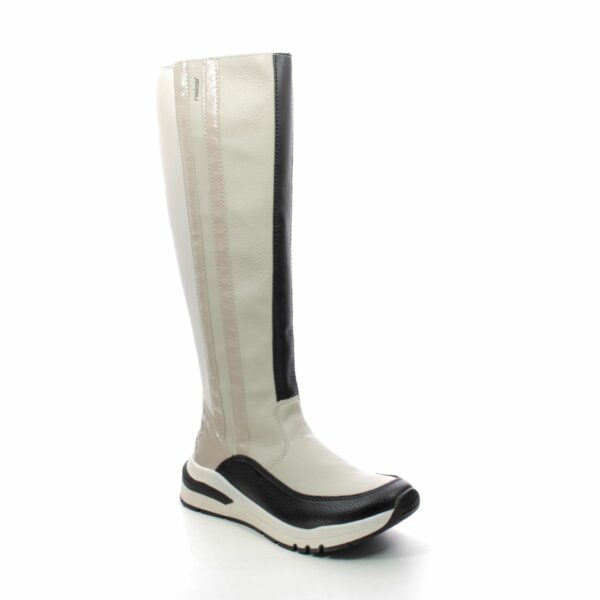 Rieker M6690-60 Off White Black Womens knee-high boots in a Plain Man-made in Size 38