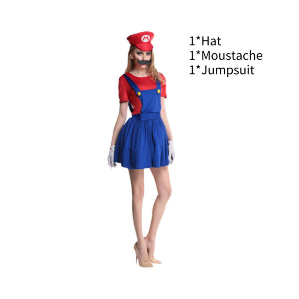 (S) Adult Women Super Mario Costume Fancy Dress Up Hat Outfits Set Party Cosplay