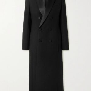 SAINT LAURENT - Double-breasted Silk-trimmed Wool Coat - Black