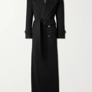 SAINT LAURENT - Oversized Belted Double-breasted Wool Coat - Black