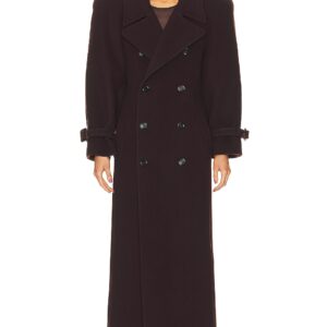 Saint Laurent Wool Coat in Grenat - Brown. Size 36 (also in ).