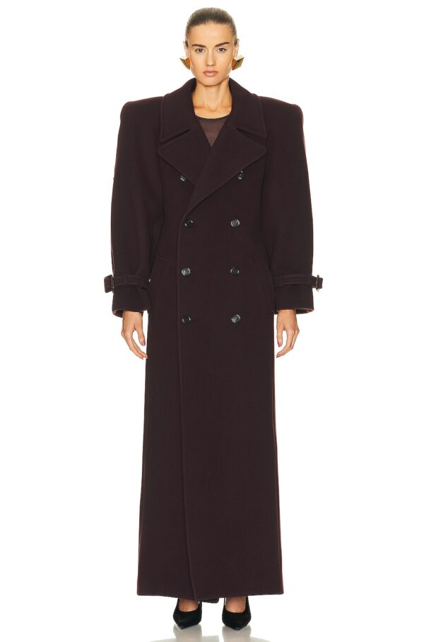 Saint Laurent Wool Coat in Grenat - Brown. Size 36 (also in ).