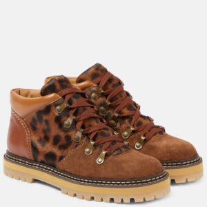 See By Chloé Eileen leopard-print suede lace-up boots