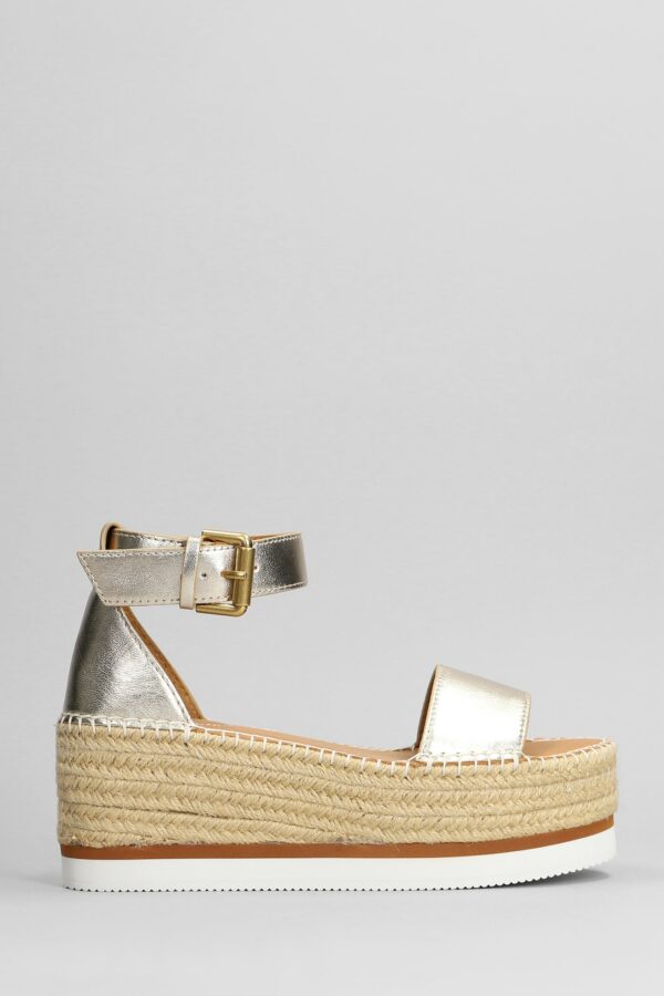 See by Chloé Glyn Wedges In Platinum Leather