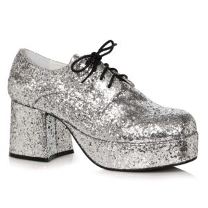 Silver Men's Glitter Platform Shoes