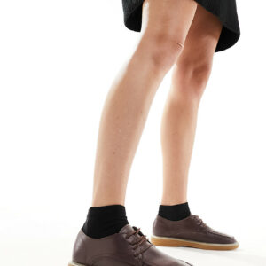 Simply Be Wide Fit lace up brogues in brown