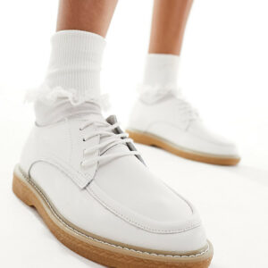 Simply Be Wide Fit lace up brogues in off white