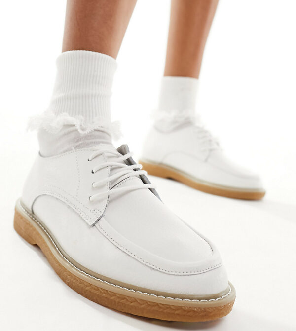 Simply Be Wide Fit lace up brogues in off white