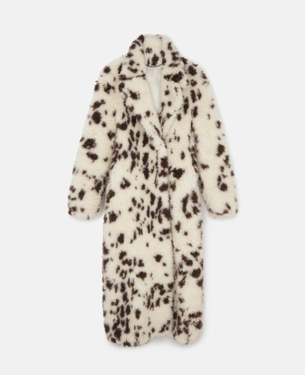 Stella McCartney - Appaloosa Print Long Teddy Coat, Woman, Cream, Size: 40