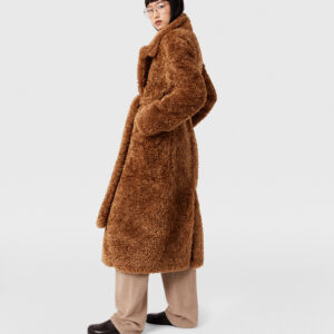 Stella McCartney - Belted Plush Teddy Coat, Woman, Ginger brown, Size: 40