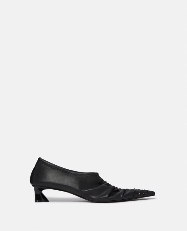 Stella McCartney - Elsa Ruched Kitten Heel Pumps, Woman, Midnight black, Size: 39h