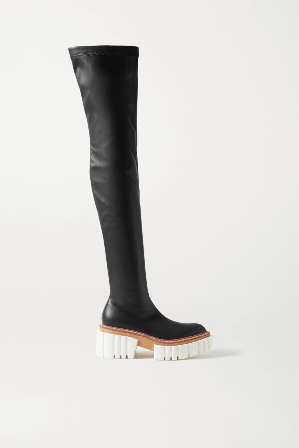 Stella McCartney - Emilie Vegetarian Leather Platform Over-the-knee Boots - Black