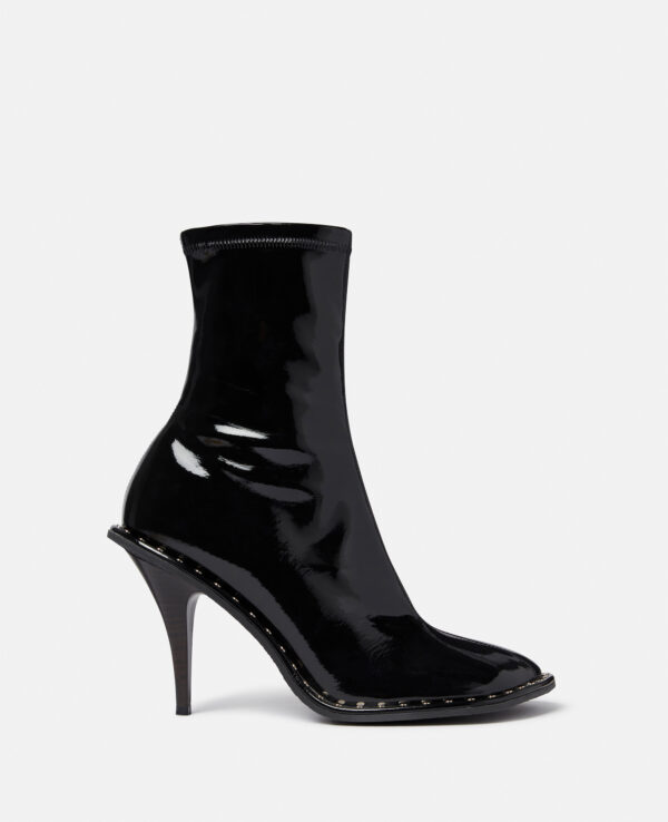 Stella McCartney - Ryder Lacquered Stiletto Ankle Boots, Woman, Black, Size: 40