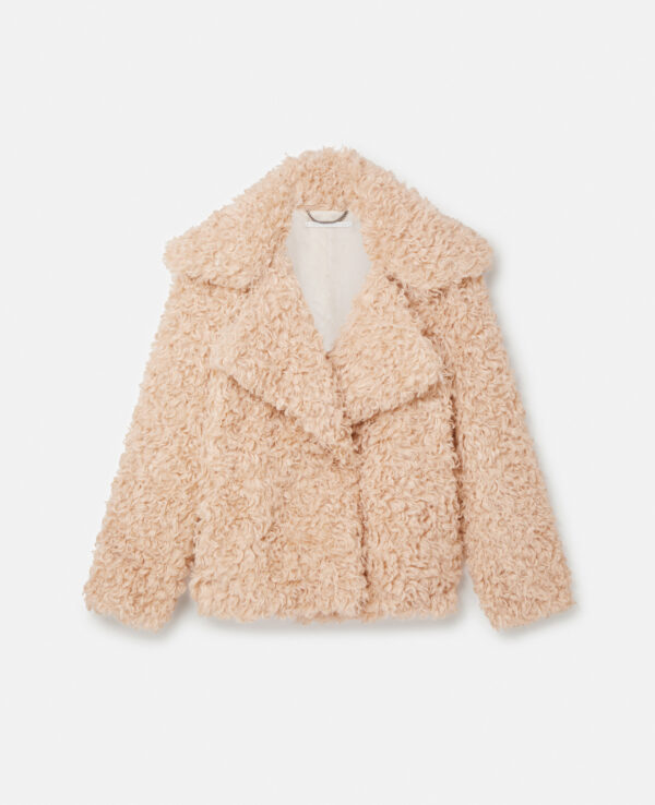 Stella McCartney - Short Teddy Coat, Woman, Oat, Size: 36