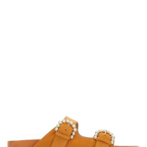 Stuart Weitzman Orange Suede Piper Slippers