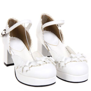 Sweet Chunky Heels Lolita Shoes Platform Strap Buckles Bows