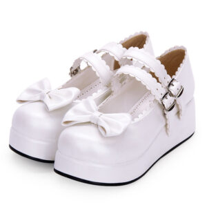 Sweet Lolita Footwear Bow Frill Strappy Buckle Platform Lolita Shoes