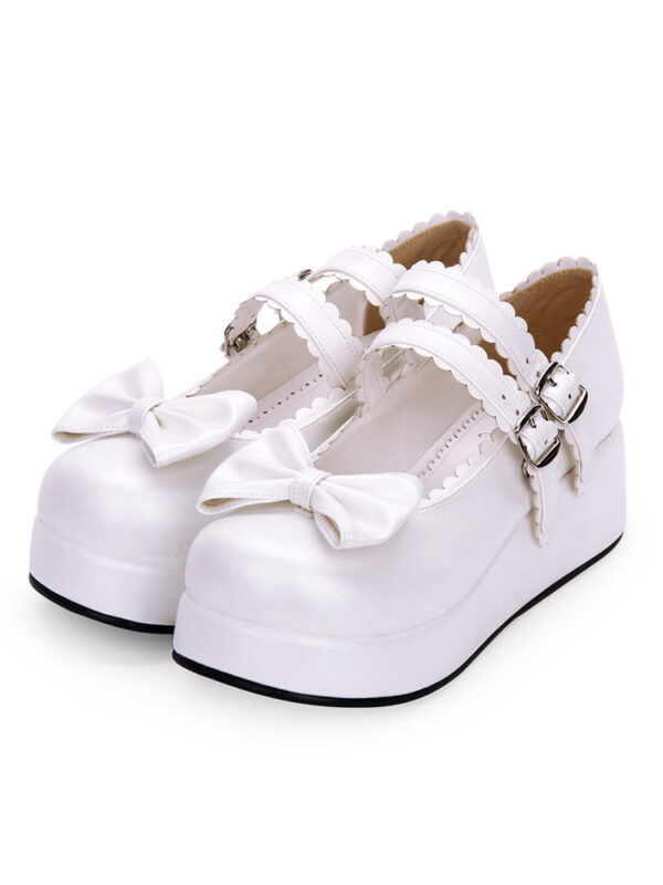 Sweet Lolita Footwear Bow Frill Strappy Buckle Platform Lolita Shoes