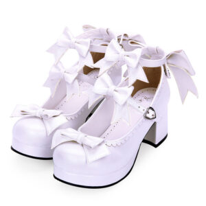 Sweet Lolita Footwear Bow Strappy Platform Chunky High Heel Lolita Shoes