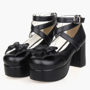 Sweet Lolita Heel Platform Black Cross Straps Lolita Shoes