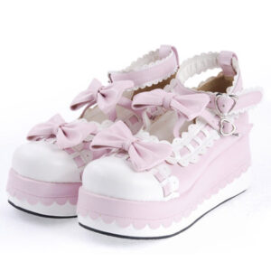 Sweet Lolita High Platform Lolita Shoes Bow Decor Ankle Straps with Trim