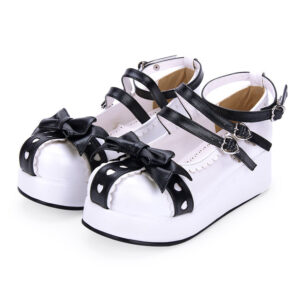 Sweet Lolita Pumps Sweetheart Bow Strappy Two Tone Platform Lolita Shoes