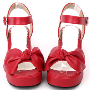 Sweet Lolita Sandals Platform Shoes Bow Decor Ankle Strap Buckle