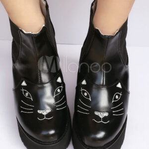 Sweet Lolita Shoes Black Cat Platform Round Toe Lolita Boots