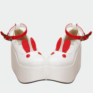 Sweet Lolita Shoes Cute Bunny White Platform Round Toe Ankle Strap Lolita Heeled Shoes