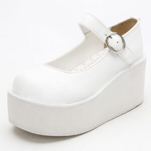 Sweet Lolita Shoes White Platform Wedge Ankle Strap Lovely Lolita Shoes