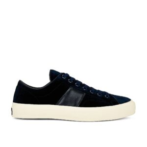 TOM FORD Stamped Croc Velvet Low Top Sneakers in Navy & Cream - Navy. Size 8 (also in 9, 9.5).