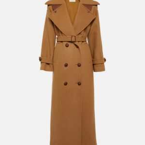 Tod's Leather-trimmed wool coat