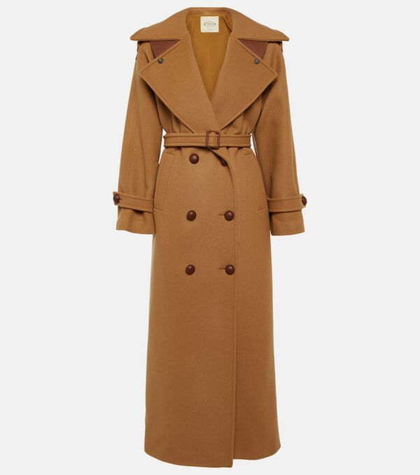 Tod's Leather-trimmed wool coat