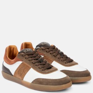 Tod's Tabs suede-trimmed leather sneakers