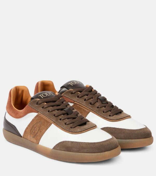 Tod's Tabs suede-trimmed leather sneakers