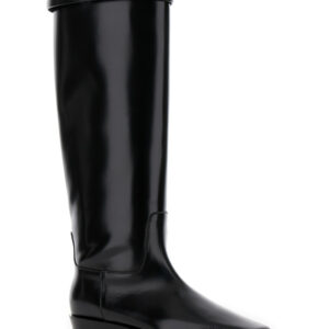 Totême the Riding Boot Black Knee-high Boots With Embossed Logo In Leather Woman