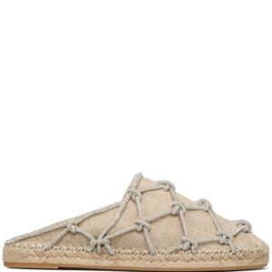 VALENTINO GARAVANI- Crystal Embellished Linen Slippers