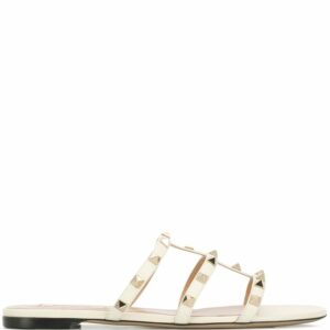 VALENTINO GARAVANI- Rockstud Leather Flat Sandals