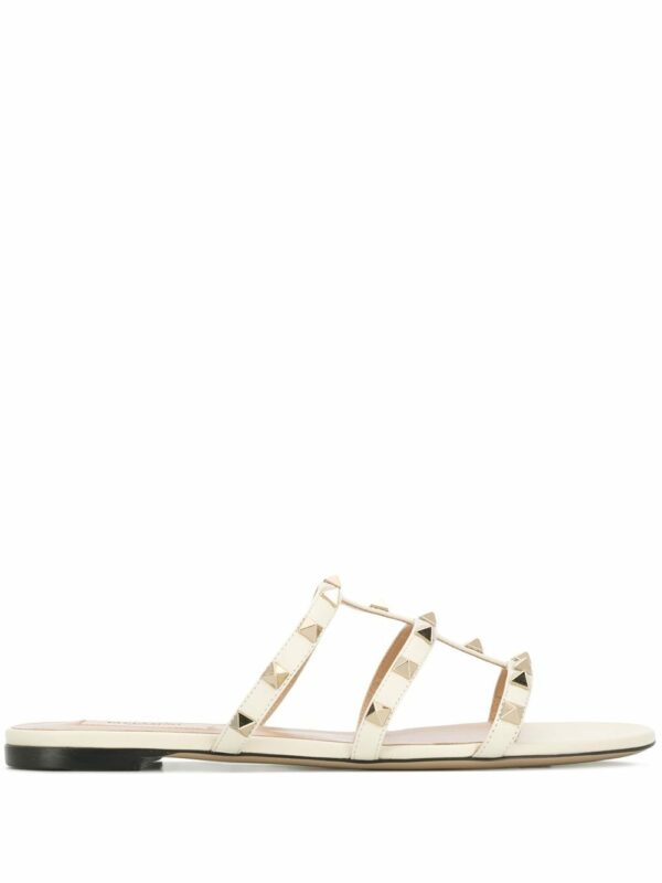 VALENTINO GARAVANI- Rockstud Leather Flat Sandals