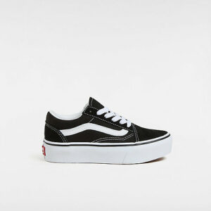 VANS Kids Old Skool Platform Shoes (4-8 Years) (black/true Whit) Kids Black, Size 1.5