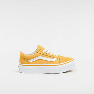 VANS Kids Old Skool Platform Shoes (4-8 Years) (golden Glow) Kids Yellow, Size 13