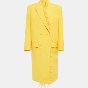 Valentino Feather-trimmed virgin wool coat