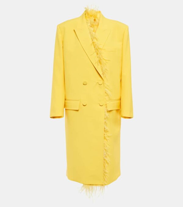 Valentino Feather-trimmed virgin wool coat