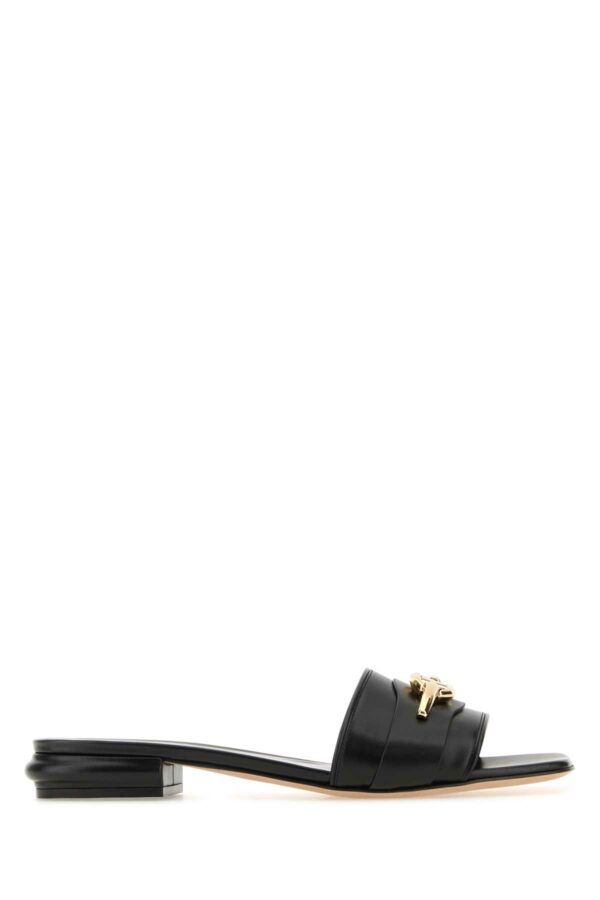 Valentino Garavani Black Leather Slippers